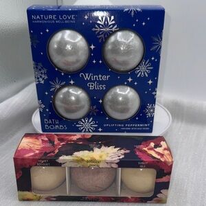 Bath bombs uplifting peppermint 2.460Z
bath fizz  floral vanilla coconut 2 oz